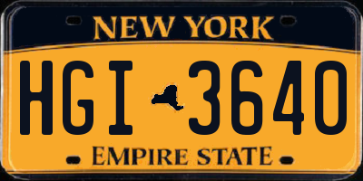 NY license plate HGI3640