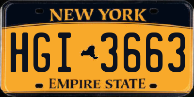 NY license plate HGI3663
