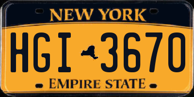 NY license plate HGI3670
