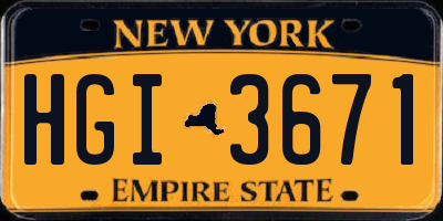 NY license plate HGI3671