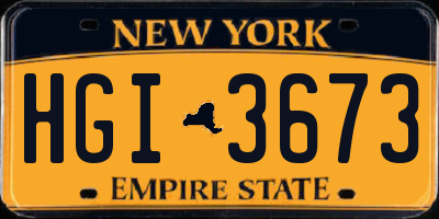 NY license plate HGI3673