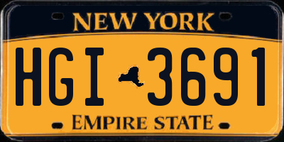 NY license plate HGI3691