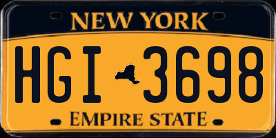 NY license plate HGI3698