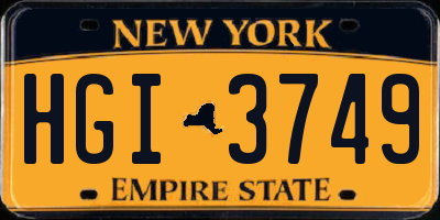 NY license plate HGI3749