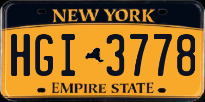 NY license plate HGI3778