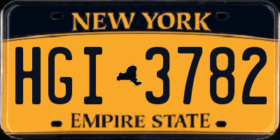 NY license plate HGI3782