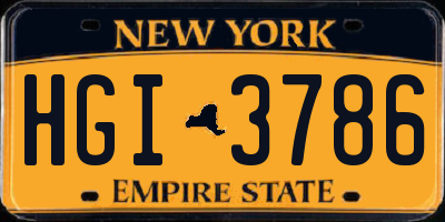 NY license plate HGI3786