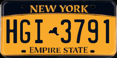 NY license plate HGI3791