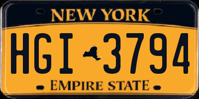 NY license plate HGI3794