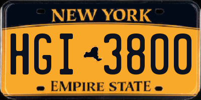 NY license plate HGI3800