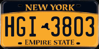 NY license plate HGI3803