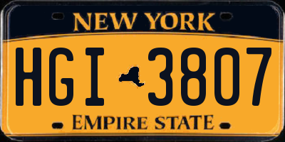 NY license plate HGI3807