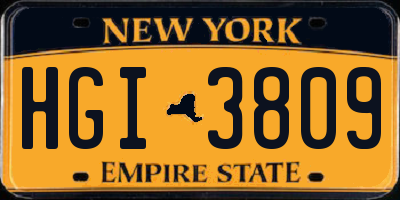 NY license plate HGI3809