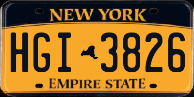 NY license plate HGI3826