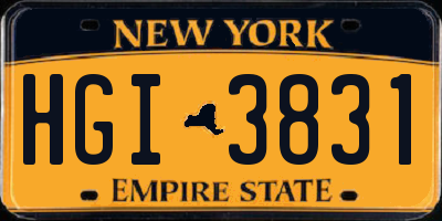NY license plate HGI3831