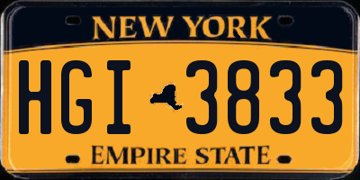 NY license plate HGI3833