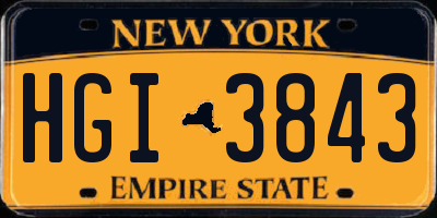 NY license plate HGI3843