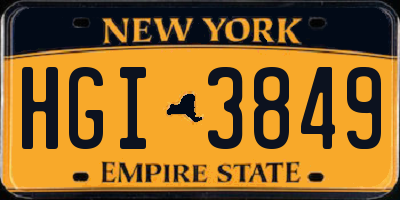 NY license plate HGI3849
