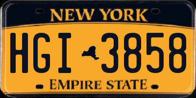 NY license plate HGI3858