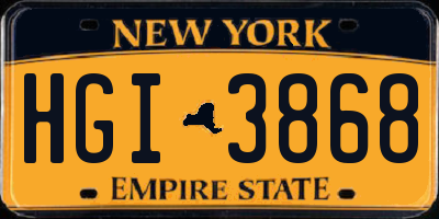 NY license plate HGI3868