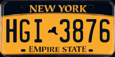 NY license plate HGI3876