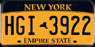 NY license plate HGI3922