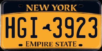 NY license plate HGI3923