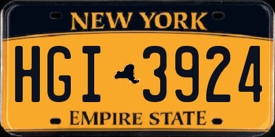 NY license plate HGI3924