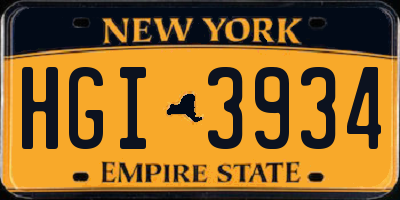 NY license plate HGI3934