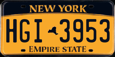 NY license plate HGI3953
