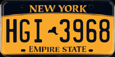 NY license plate HGI3968