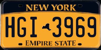 NY license plate HGI3969