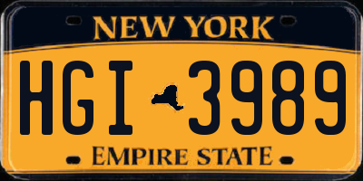 NY license plate HGI3989