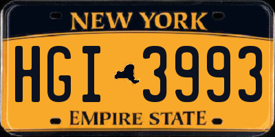 NY license plate HGI3993