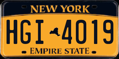 NY license plate HGI4019