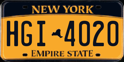NY license plate HGI4020