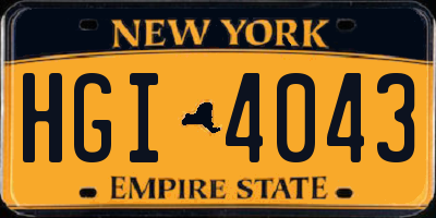 NY license plate HGI4043