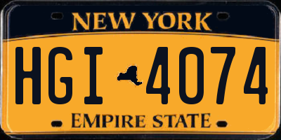 NY license plate HGI4074