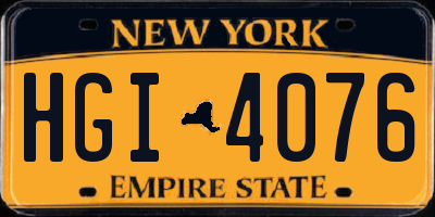NY license plate HGI4076