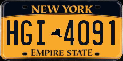 NY license plate HGI4091