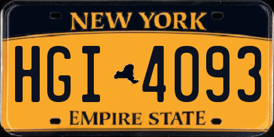 NY license plate HGI4093