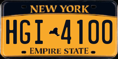 NY license plate HGI4100