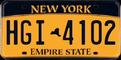 NY license plate HGI4102