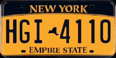 NY license plate HGI4110