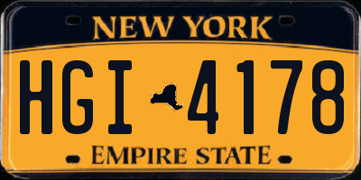 NY license plate HGI4178