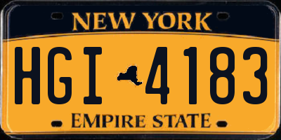 NY license plate HGI4183