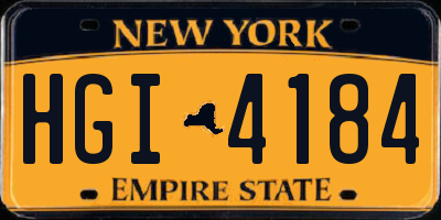 NY license plate HGI4184