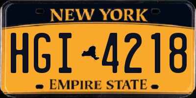 NY license plate HGI4218