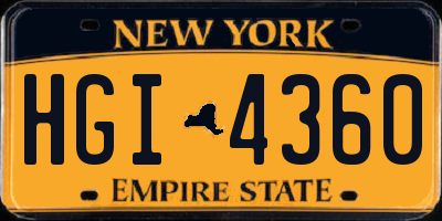 NY license plate HGI4360