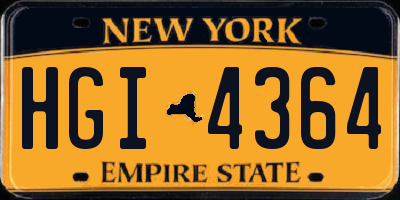 NY license plate HGI4364